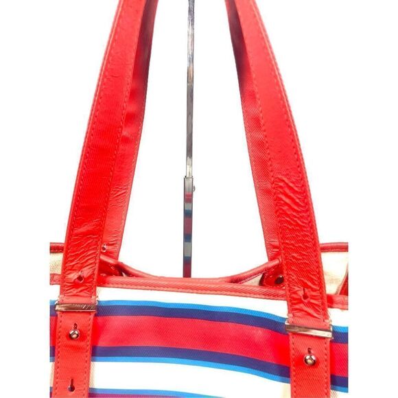 Marc Jacobs Workwear Coated Canvas Striped Tote ~ Red White Blue - Picture 5 of 8